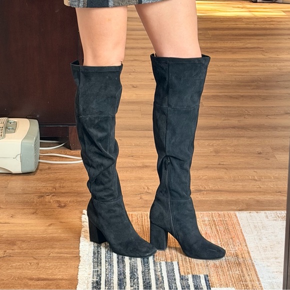 Shoes - Women's Black faux Suede over the Knee Boots